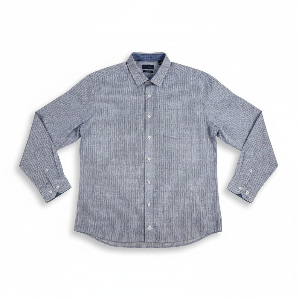 Johnston & Murphy Mens XL Cotton‎ Long Sleeve Button Down Shirt Geometric Print